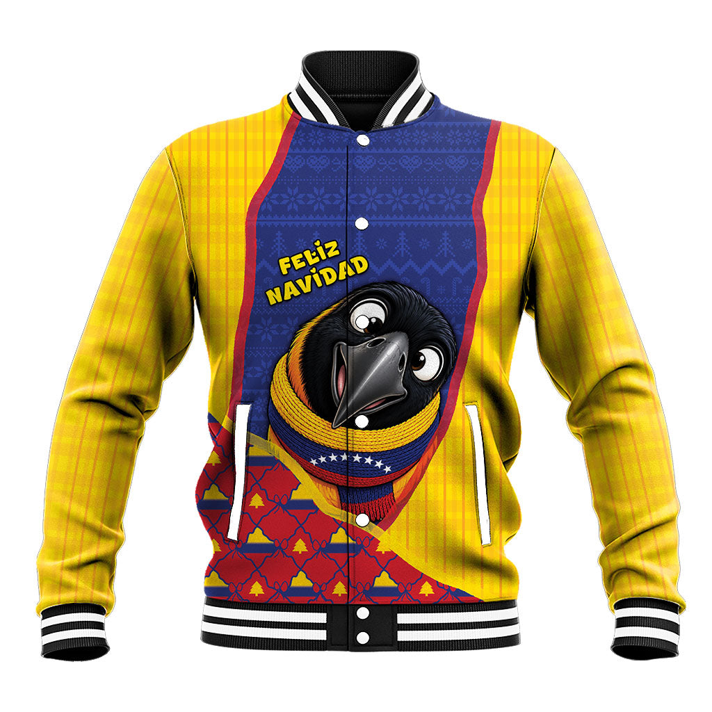 Venezuela Christmas Baseball Jacket Cute Turpial Bird Stars Snowflake