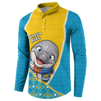 Saint Pierre And Miquelon Christmas Button Sweatshirt Cute Dolphin Joyeux Noel Snowflake