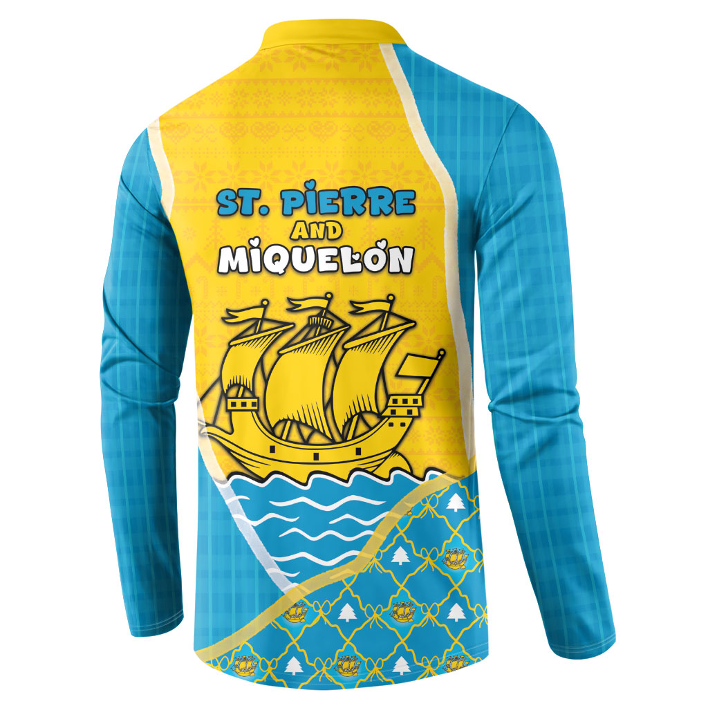 Saint Pierre And Miquelon Christmas Button Sweatshirt Cute Dolphin Joyeux Noel Snowflake