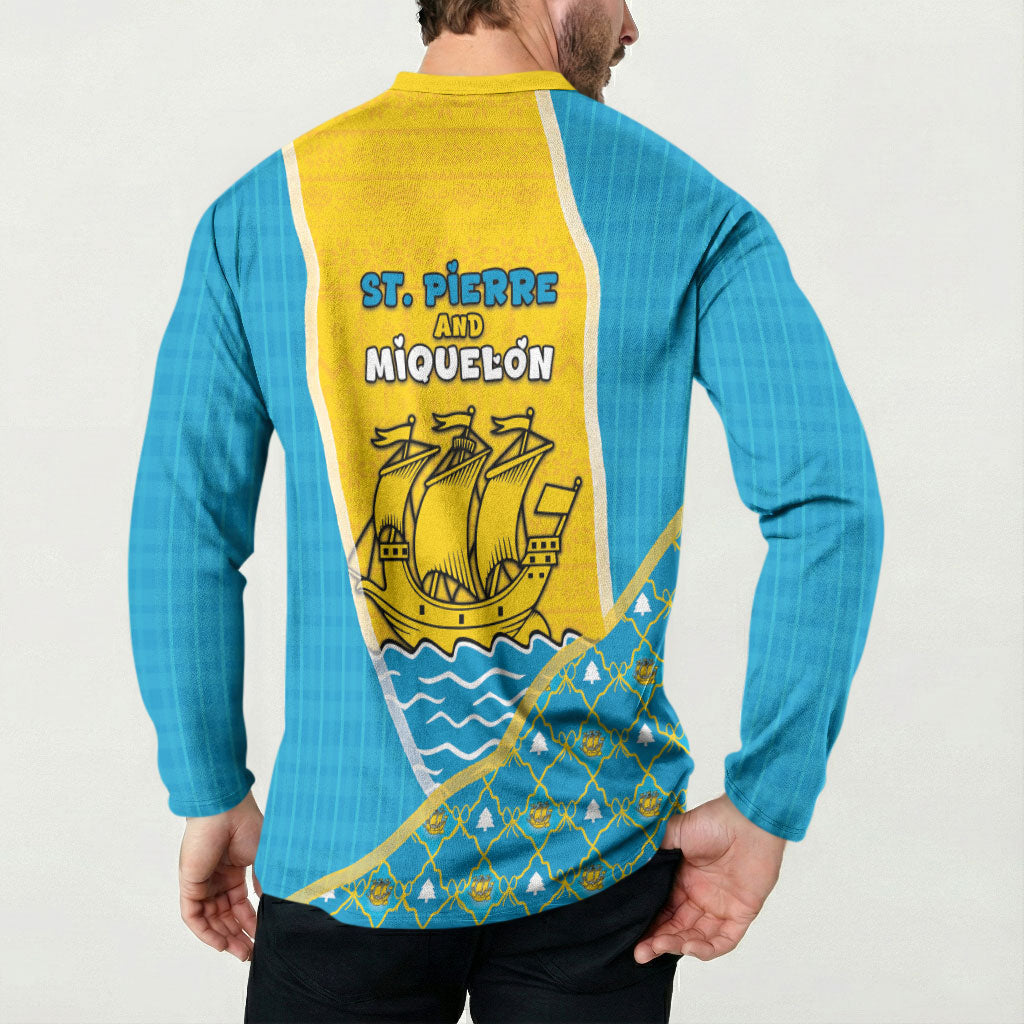 Saint Pierre And Miquelon Christmas Button Sweatshirt Cute Dolphin Joyeux Noel Snowflake