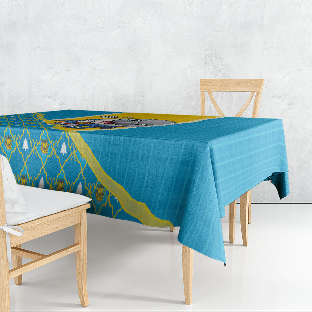 Saint Pierre And Miquelon Christmas Tablecloth Cute Dolphin Joyeux Noel Snowflake