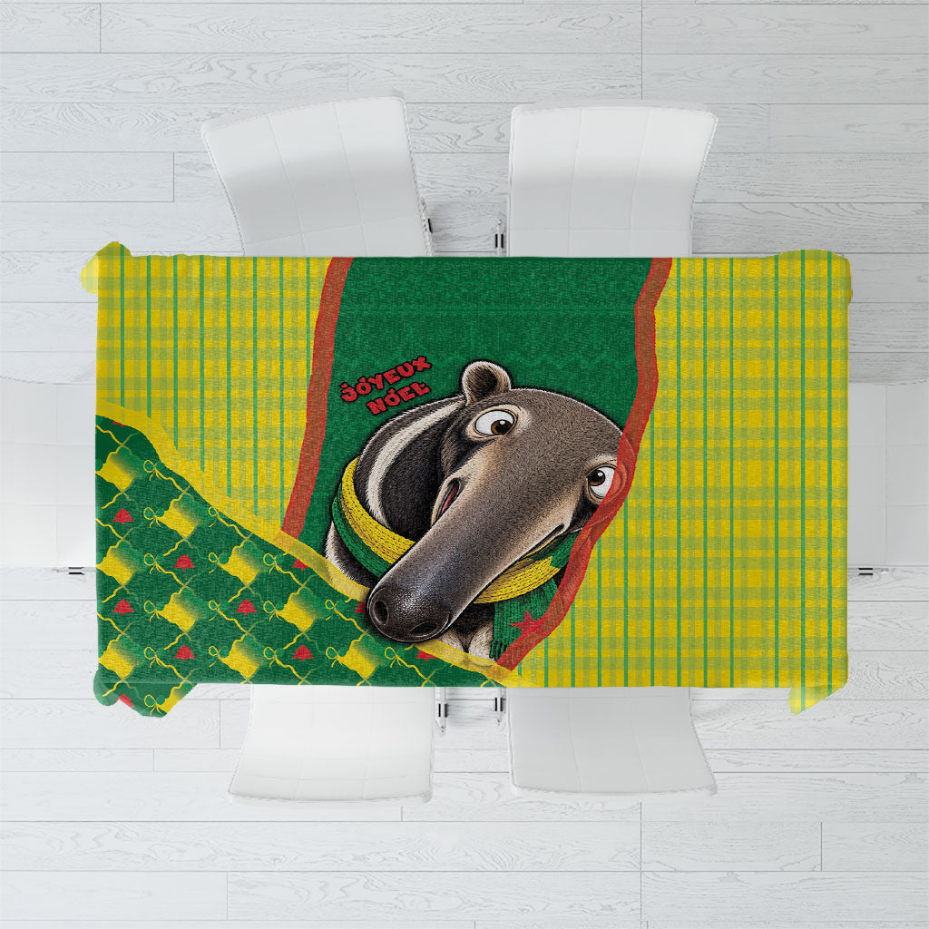 French Guiana Christmas Tablecloth Cute Anteater Joyeux Noel Snowflake