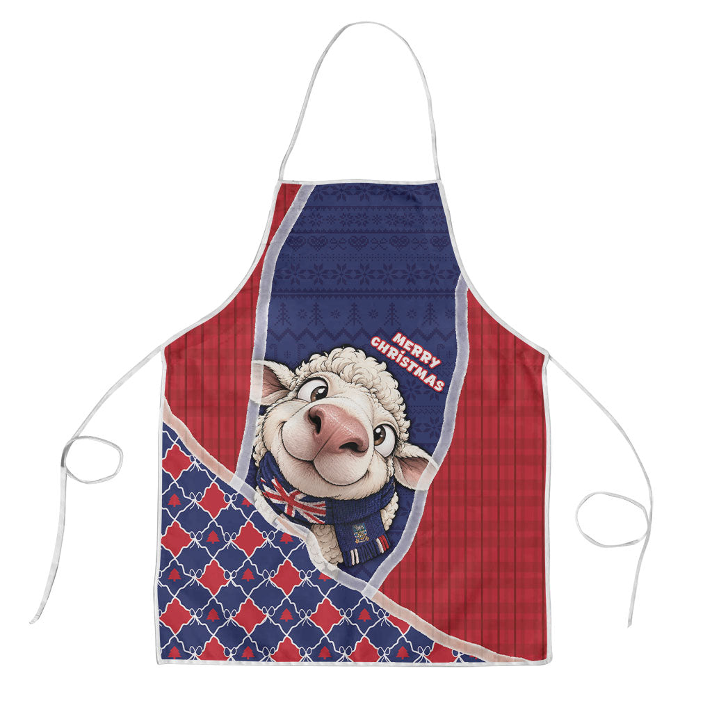 Falkland Islands Christmas Apron Cute Sheep Puffer Snowflake