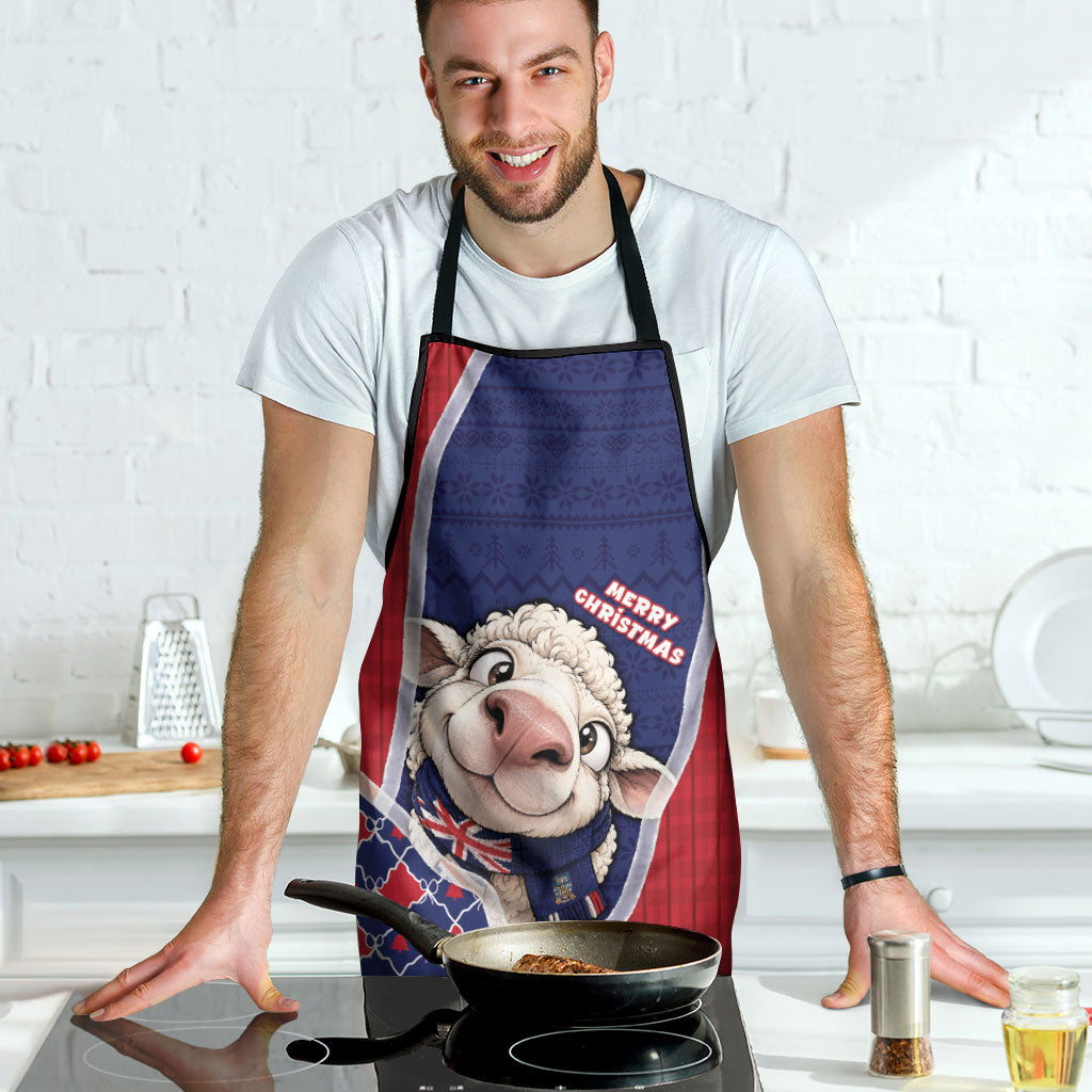 Falkland Islands Christmas Apron Cute Sheep Puffer Snowflake