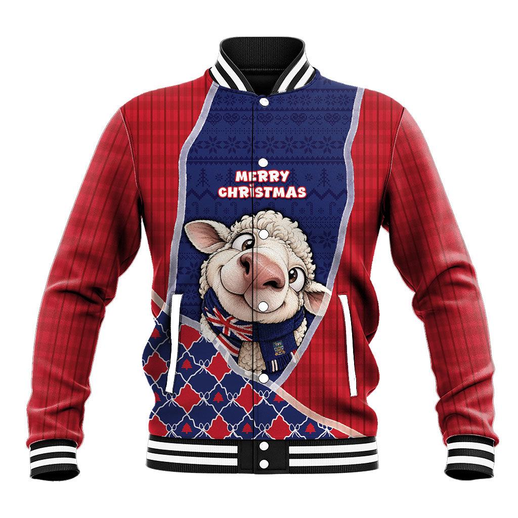 Falkland Islands Christmas Baseball Jacket Cute Sheep Puffer Snowflake