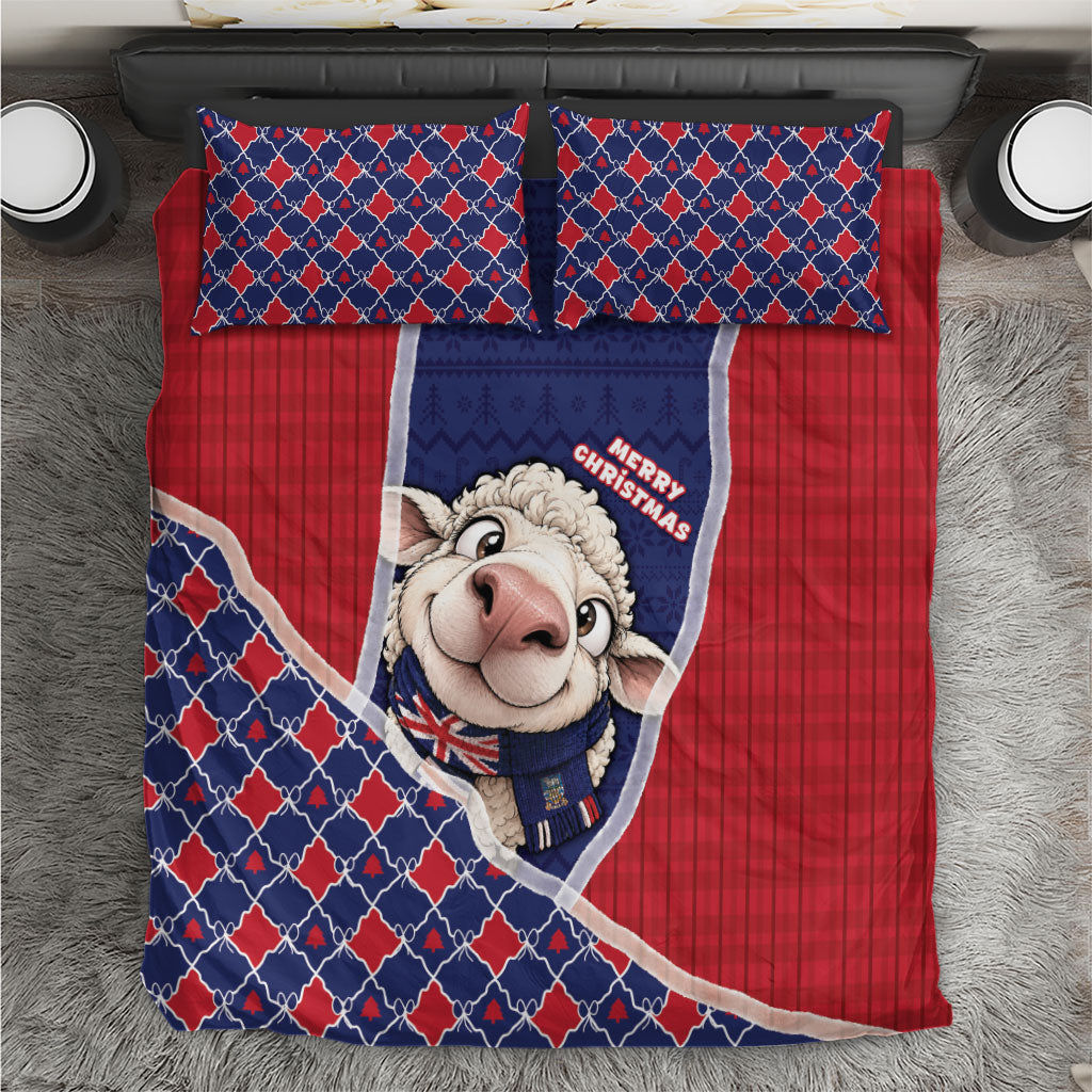 Falkland Islands Christmas Bedding Set Cute Sheep Puffer Snowflake
