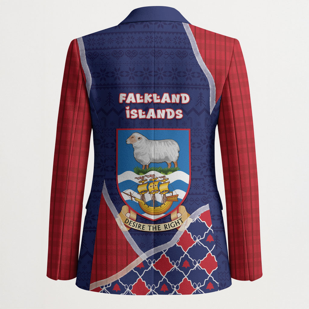 Falkland Islands Christmas Blazer Cute Sheep Puffer Snowflake