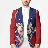 Falkland Islands Christmas Blazer Cute Sheep Puffer Snowflake