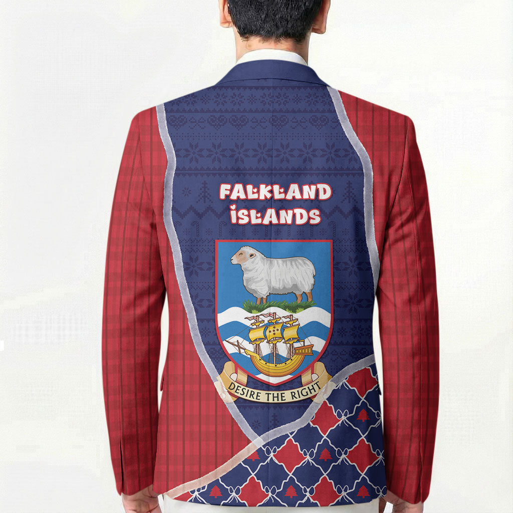 Falkland Islands Christmas Blazer Cute Sheep Puffer Snowflake