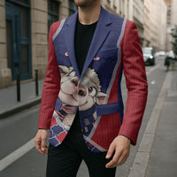 Falkland Islands Christmas Blazer Cute Sheep Puffer Snowflake