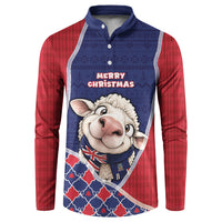 Falkland Islands Christmas Button Sweatshirt Cute Sheep Puffer Snowflake