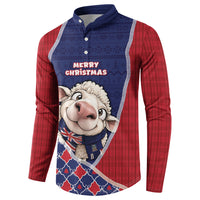 Falkland Islands Christmas Button Sweatshirt Cute Sheep Puffer Snowflake