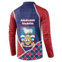 Falkland Islands Christmas Button Sweatshirt Cute Sheep Puffer Snowflake