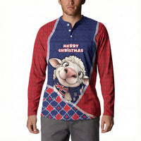 Falkland Islands Christmas Button Sweatshirt Cute Sheep Puffer Snowflake