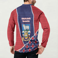 Falkland Islands Christmas Button Sweatshirt Cute Sheep Puffer Snowflake