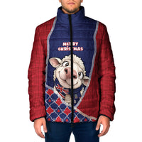 Falkland Islands Christmas Padded Jacket Cute Sheep Puffer Snowflake