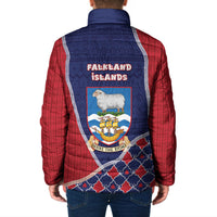 Falkland Islands Christmas Padded Jacket Cute Sheep Puffer Snowflake