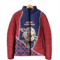 Falkland Islands Christmas Padded Jacket Cute Sheep Puffer Snowflake