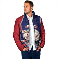 Falkland Islands Christmas Padded Jacket Cute Sheep Puffer Snowflake