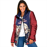 Falkland Islands Christmas Padded Jacket Cute Sheep Puffer Snowflake