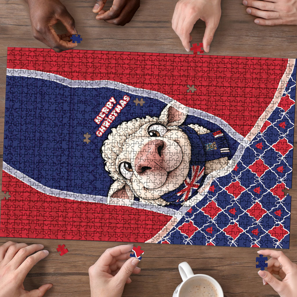 Falkland Islands Christmas Puzzle Cute Sheep Puffer Snowflake