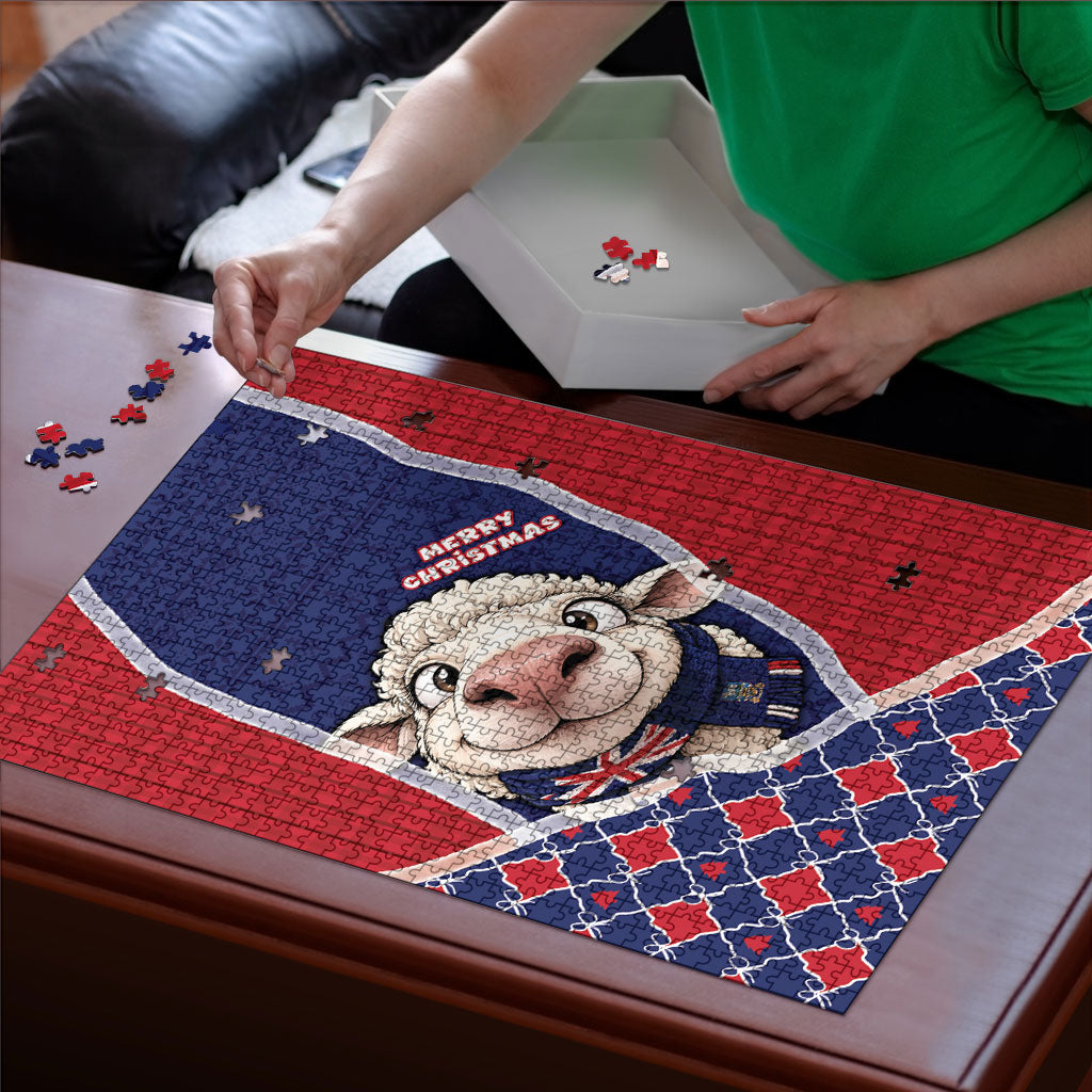 Falkland Islands Christmas Puzzle Cute Sheep Puffer Snowflake