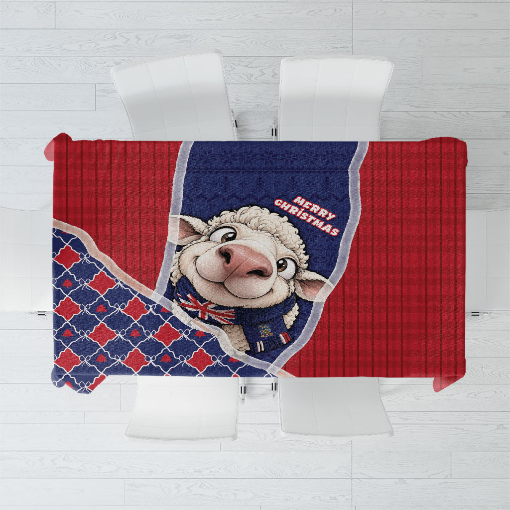Falkland Islands Christmas Tablecloth Cute Sheep Puffer Snowflake