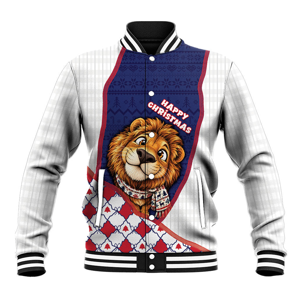 British Antarctic Territory Christmas Baseball Jacket Cute Lion Puffer Snowflake