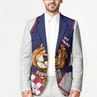 British Antarctic Territory Christmas Blazer Cute Lion Puffer Snowflake
