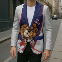 British Antarctic Territory Christmas Blazer Cute Lion Puffer Snowflake