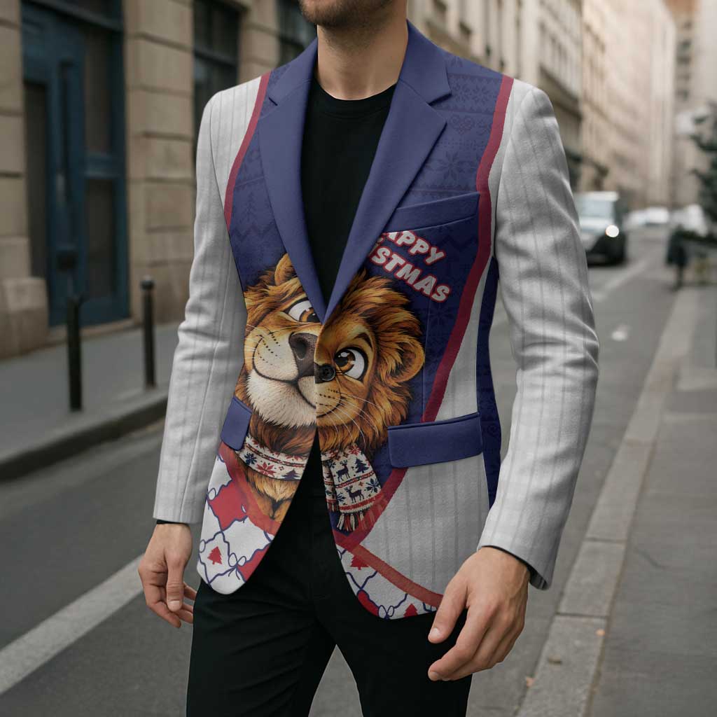 British Antarctic Territory Christmas Blazer Cute Lion Puffer Snowflake