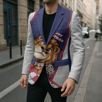 British Antarctic Territory Christmas Blazer Cute Lion Puffer Snowflake