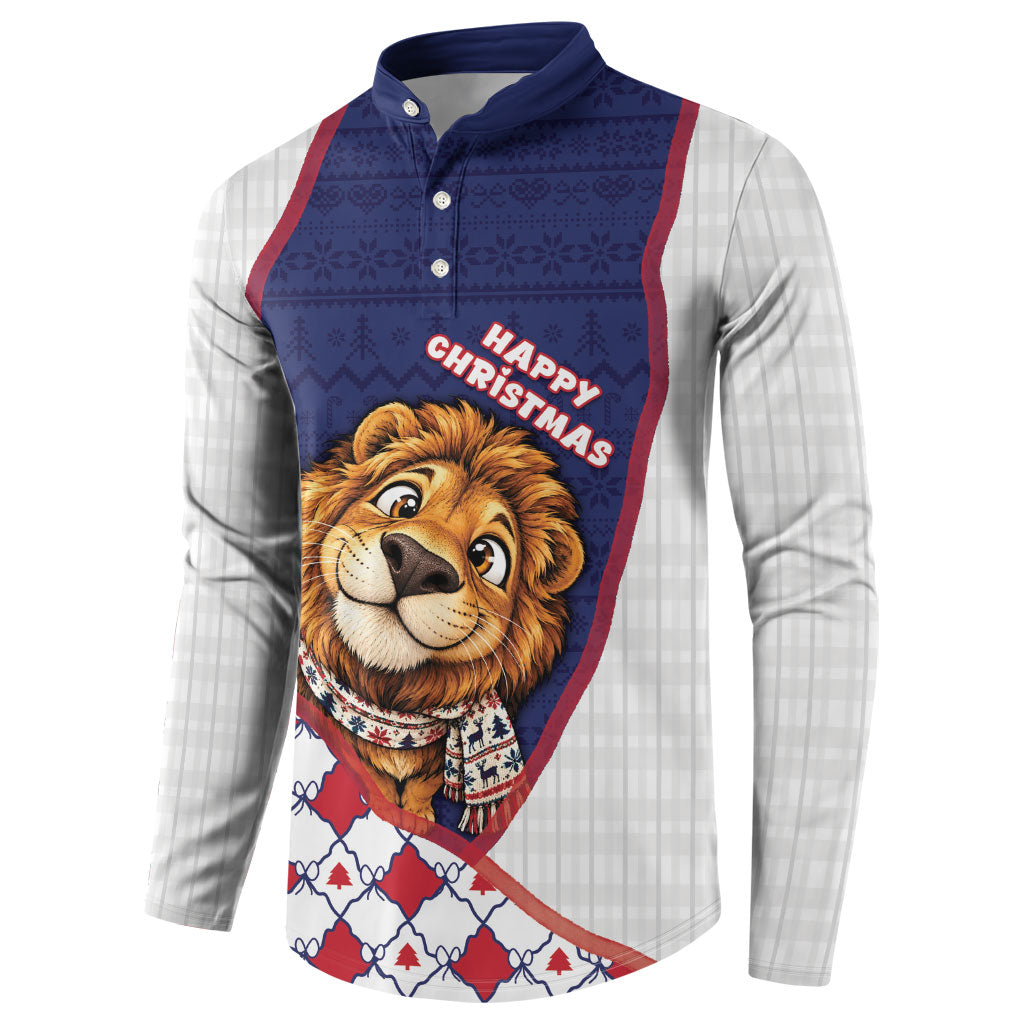 British Antarctic Territory Christmas Button Sweatshirt Cute Lion Puffer Snowflake