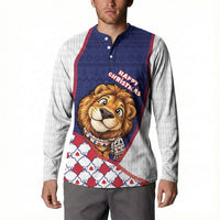 British Antarctic Territory Christmas Button Sweatshirt Cute Lion Puffer Snowflake