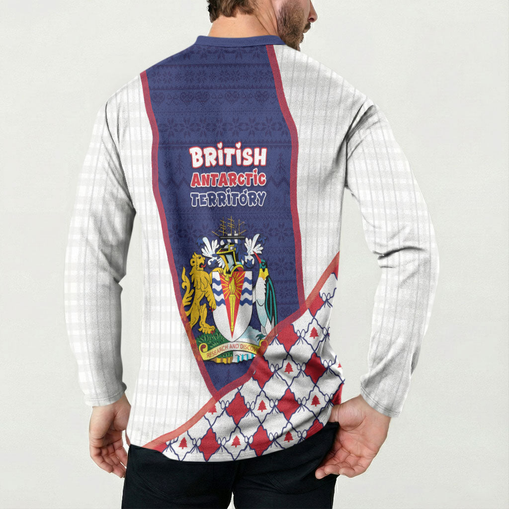 British Antarctic Territory Christmas Button Sweatshirt Cute Lion Puffer Snowflake