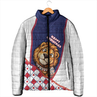 British Antarctic Territory Christmas Padded Jacket Cute Lion Puffer Snowflake