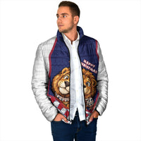 British Antarctic Territory Christmas Padded Jacket Cute Lion Puffer Snowflake