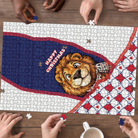 British Antarctic Territory Christmas Puzzle Cute Lion Puffer Snowflake