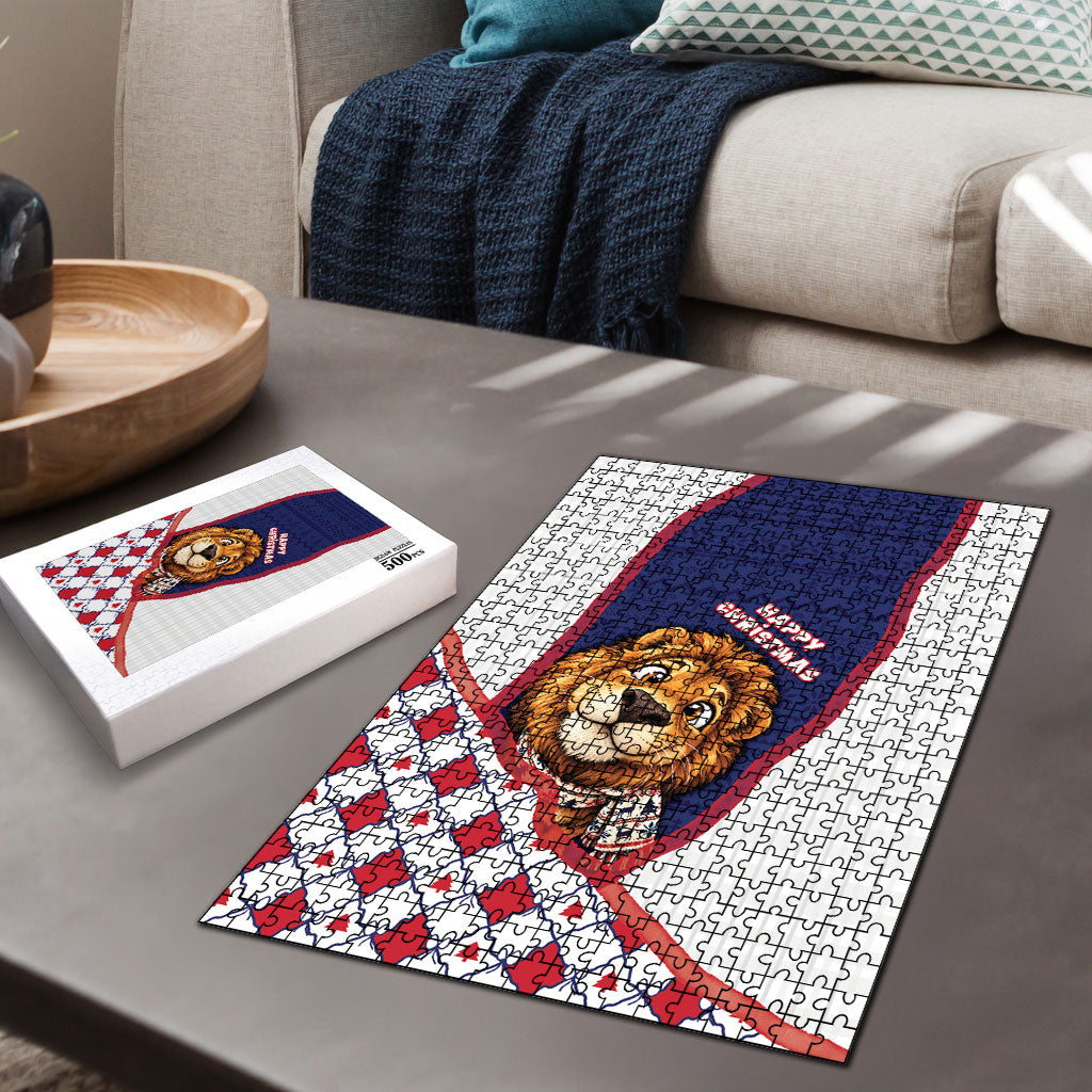 British Antarctic Territory Christmas Puzzle Cute Lion Puffer Snowflake
