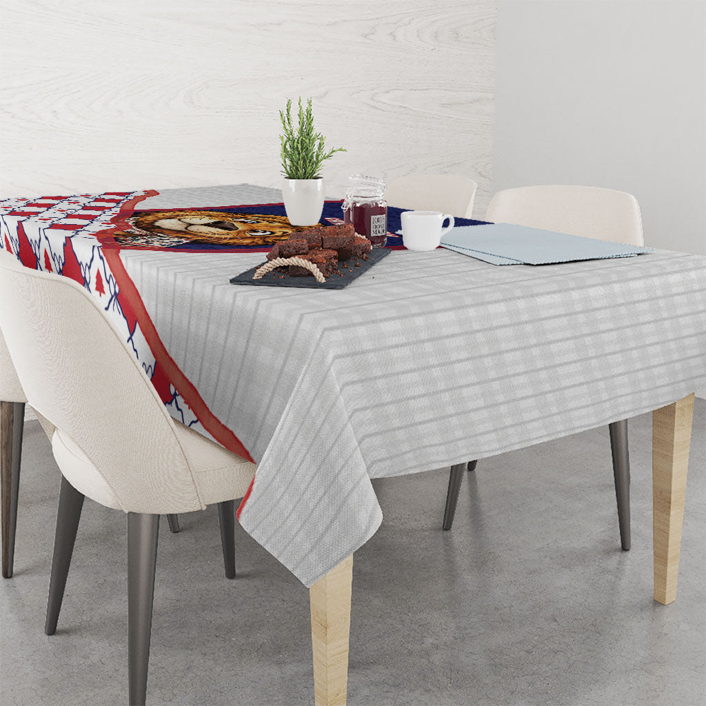 British Antarctic Territory Christmas Tablecloth Cute Lion Puffer Snowflake
