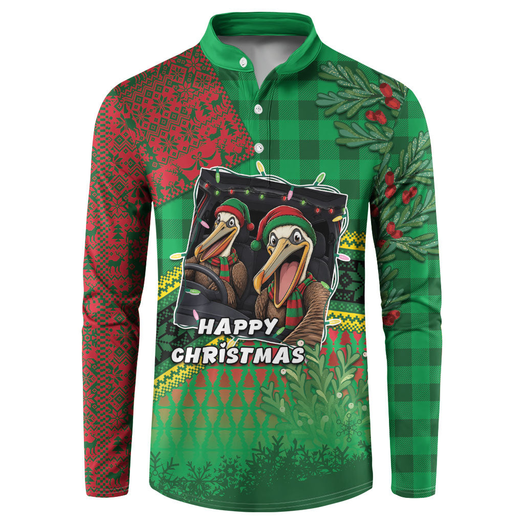 Saint Kitts And Nevis Christmas Button Sweatshirt Funny Brown Pelicans Road Trip Selfie
