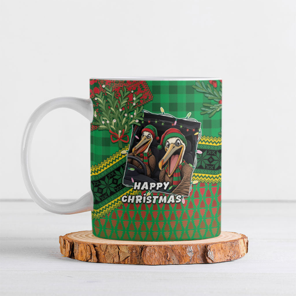Saint Kitts And Nevis Christmas Ceramic Mug Funny Brown Pelicans Road Trip Selfie