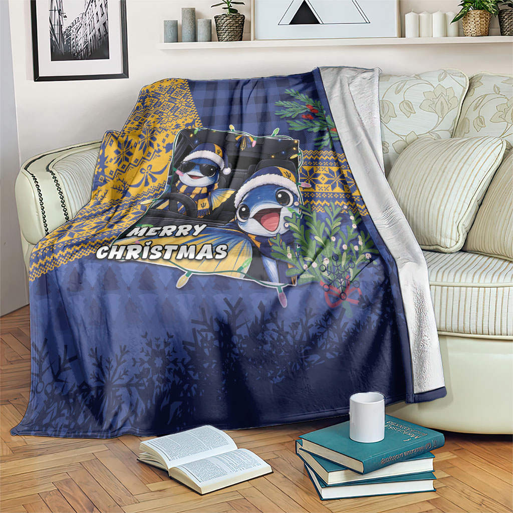 Barbados Christmas Blanket Funny Flying Fish Road Trip Selfie
