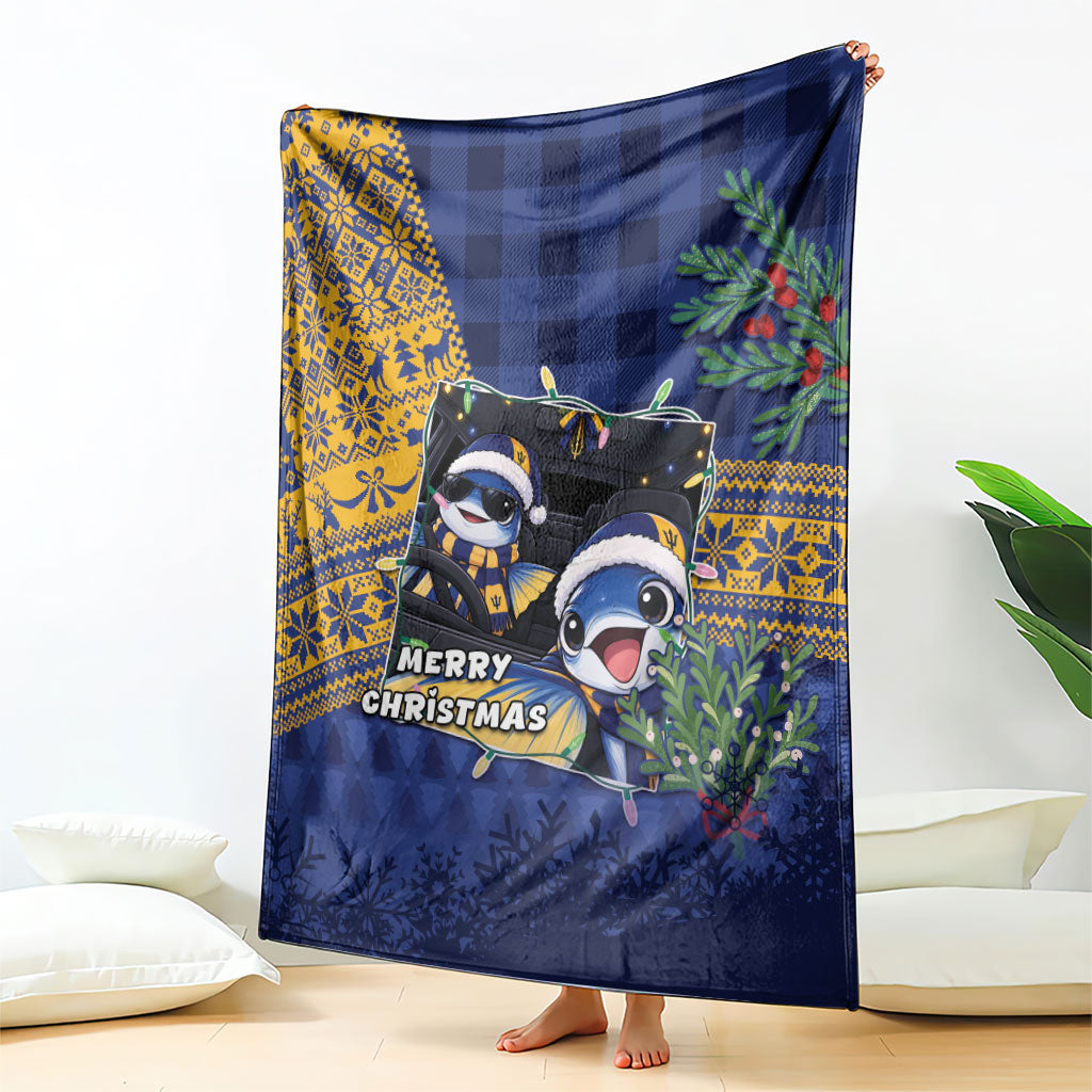 Barbados Christmas Blanket Funny Flying Fish Road Trip Selfie