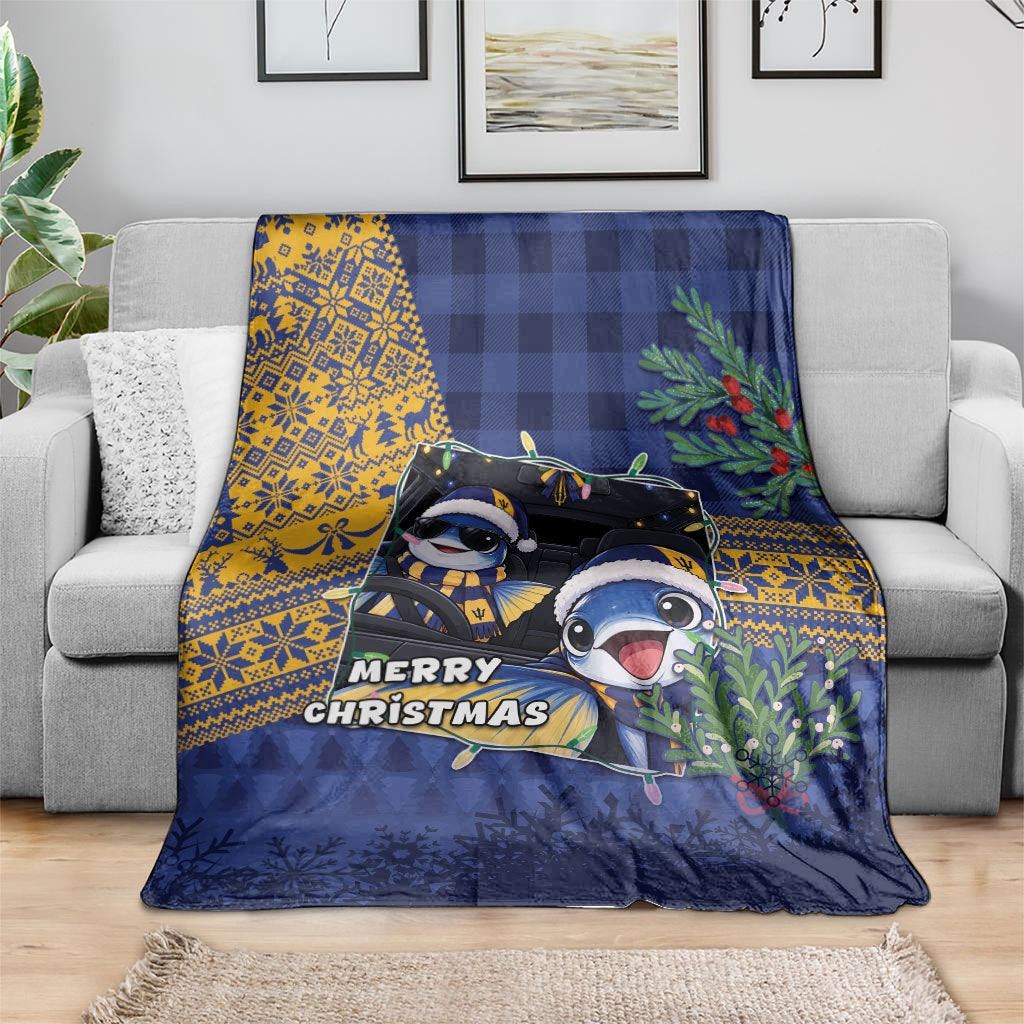 Barbados Christmas Blanket Funny Flying Fish Road Trip Selfie