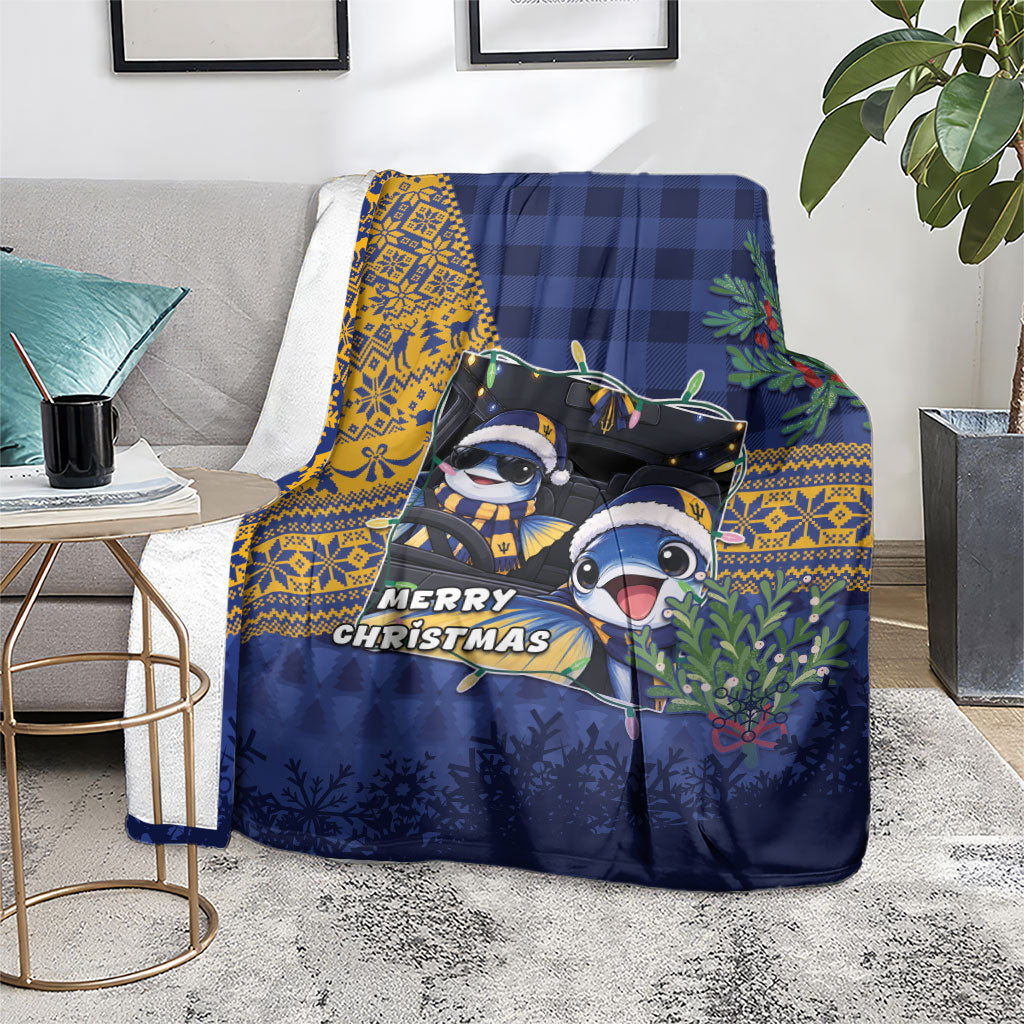 Barbados Christmas Blanket Funny Flying Fish Road Trip Selfie