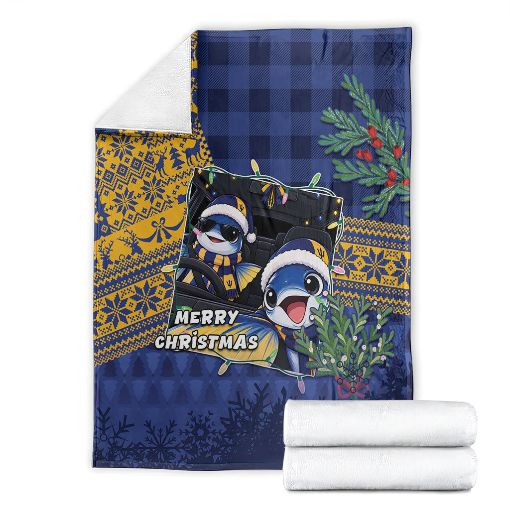 Barbados Christmas Blanket Funny Flying Fish Road Trip Selfie