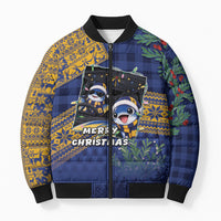Barbados Christmas Bomber Puffer Jacket Funny Flying Fish Road Trip Selfie