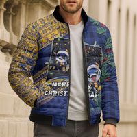 Barbados Christmas Bomber Puffer Jacket Funny Flying Fish Road Trip Selfie