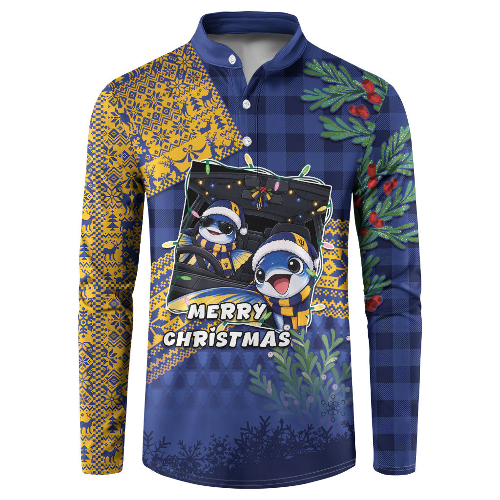 Barbados Christmas Button Sweatshirt Funny Flying Fish Road Trip Selfie